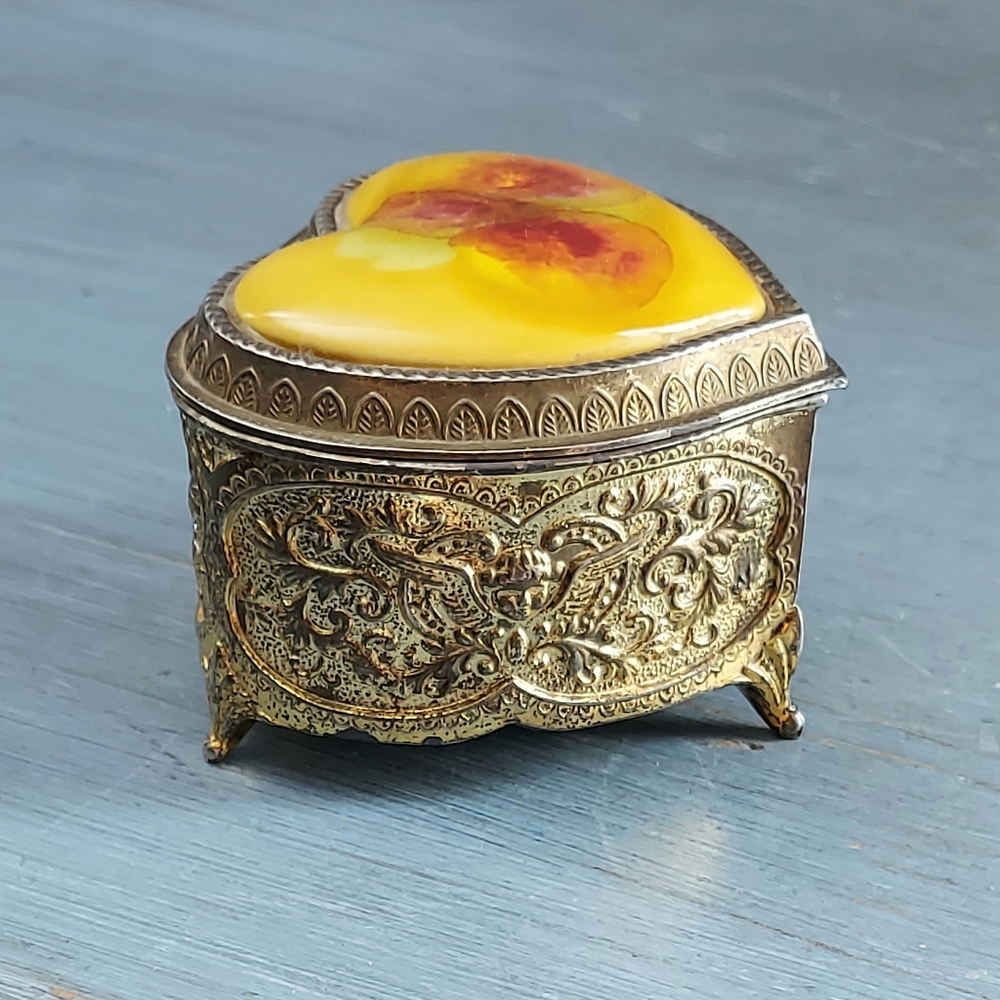 Vintage Heart Shaped Trinket Box